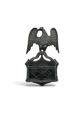 Vintage EMIG Eagle Wall Pocket Black Cast Metal Matchbox Letter Holder Planter